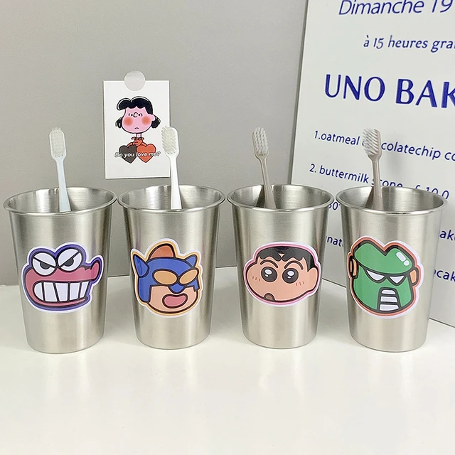 ins实用可爱小新高颜值卡通304不锈钢漱口杯儿童刷牙漱口简约创意