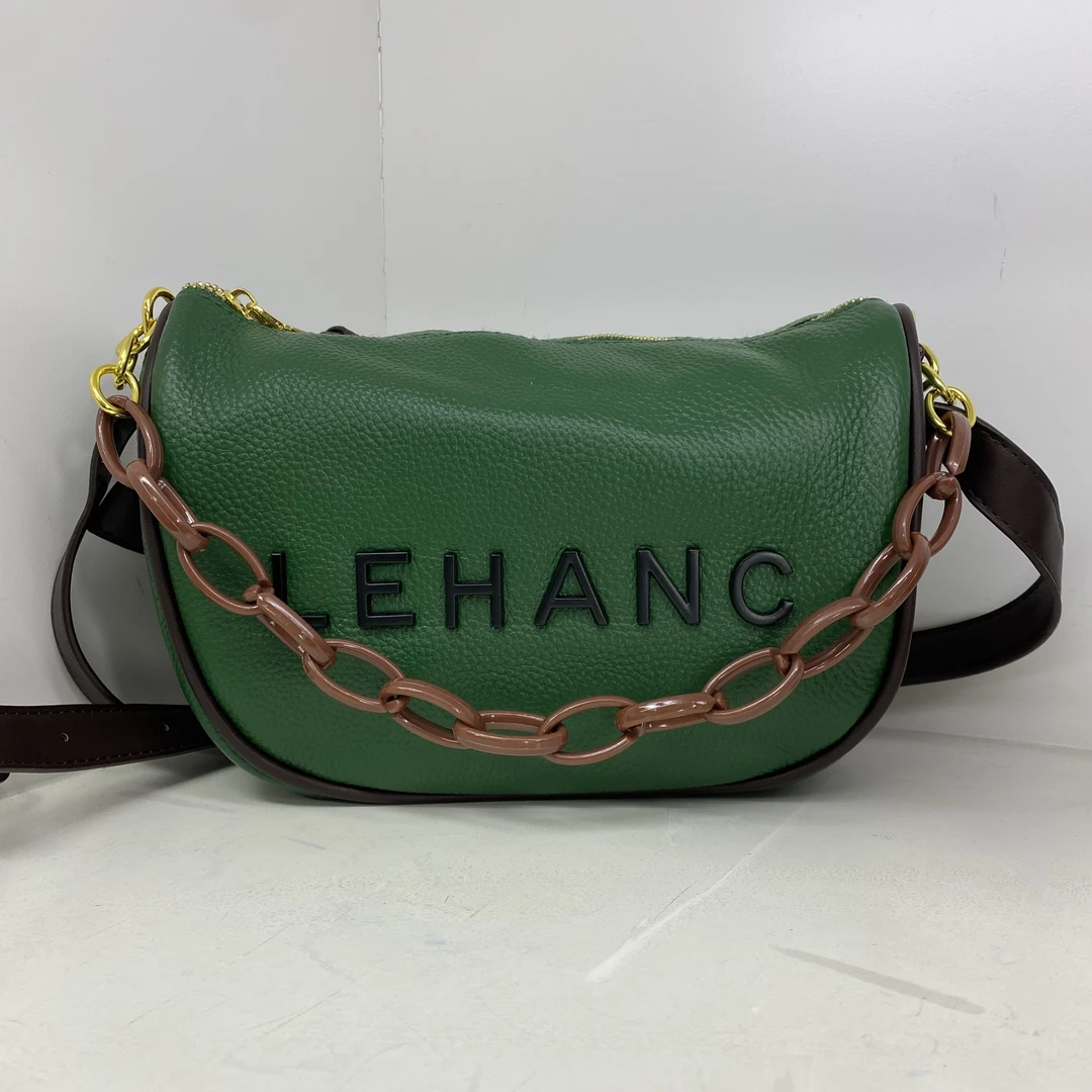 【头层牛皮】真皮女包单肩斜挎包20407链接绿色