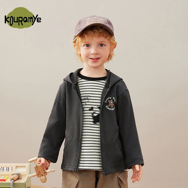 酷娃米2025年春季亲子新款洋气百搭舒适小熊休闲连帽衫20745