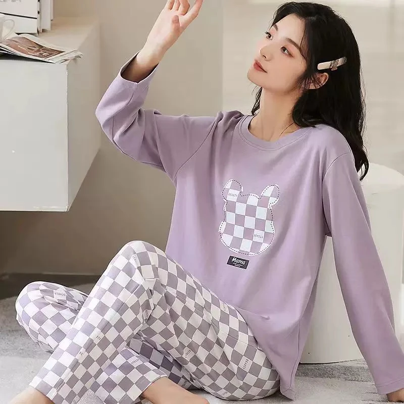 7180 GZL3新款睡衣女长袖春秋家居服套装可外穿