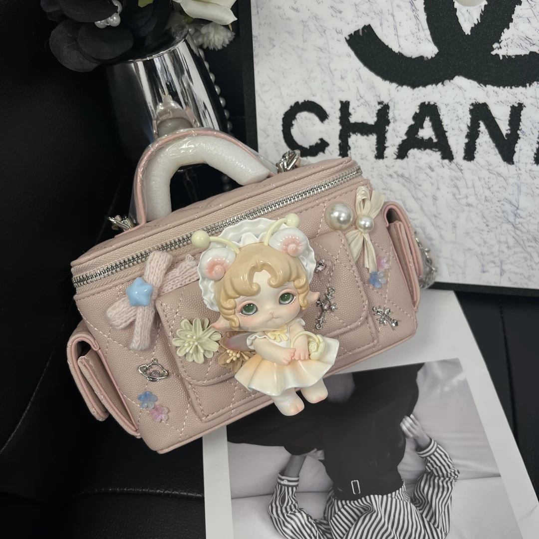 原创手工设计潮玩娃包 韩系轻奢小众设计粉色鱼子酱盒子