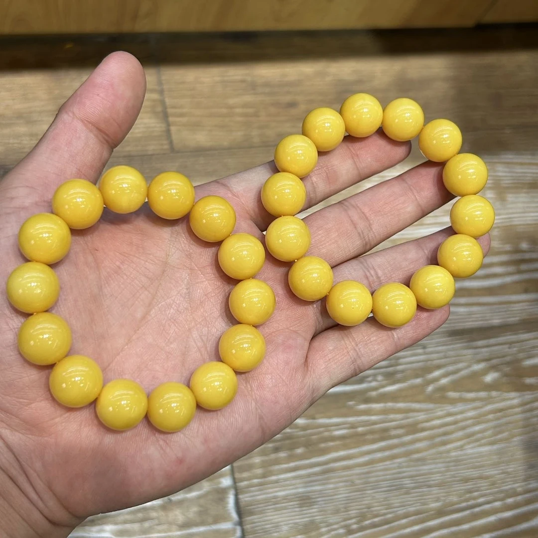 【曹掌柜精选】19 G46148-蜜蜡圆珠单圈手串-多样性发其一-14mm-