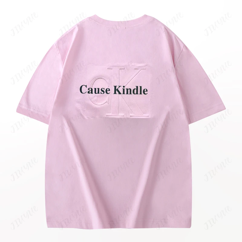 夏季新款液氨棉凹凸钢印加皮标男女情侣款短袖lx 3010