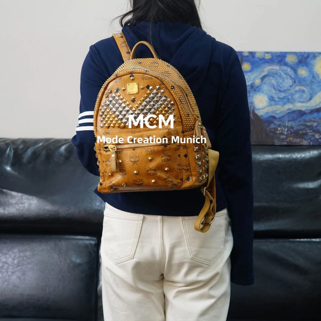 95新 MCM 干邑色双肩包/SP01609815/9815