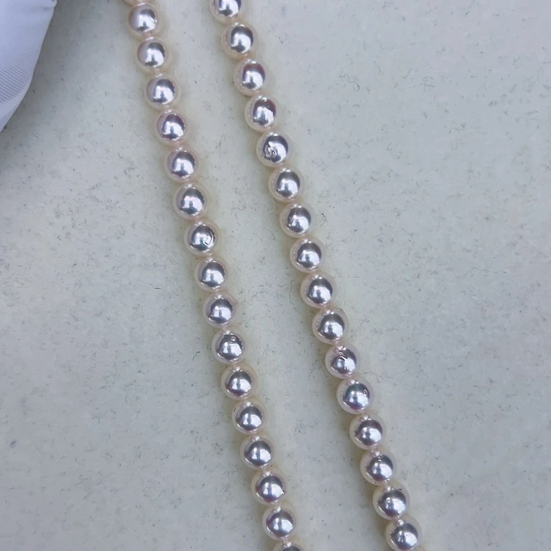 海水珍珠海水akoya设计款满珠链7-8mm银S925镶嵌