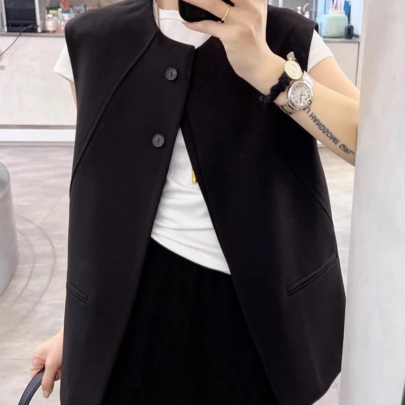 欧洲站2025早秋新款欧货简约百搭西装马甲女春秋通勤高级感背心女