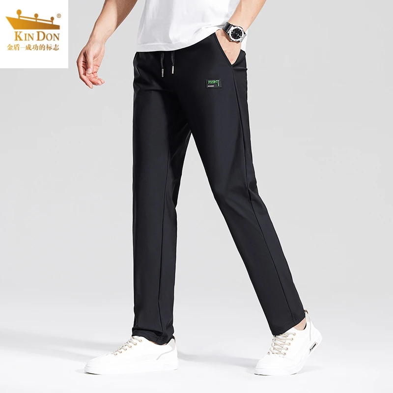 金盾2025年夏季新款冰丝超薄透气休闲裤不束脚速干弹力裤拉伸直筒