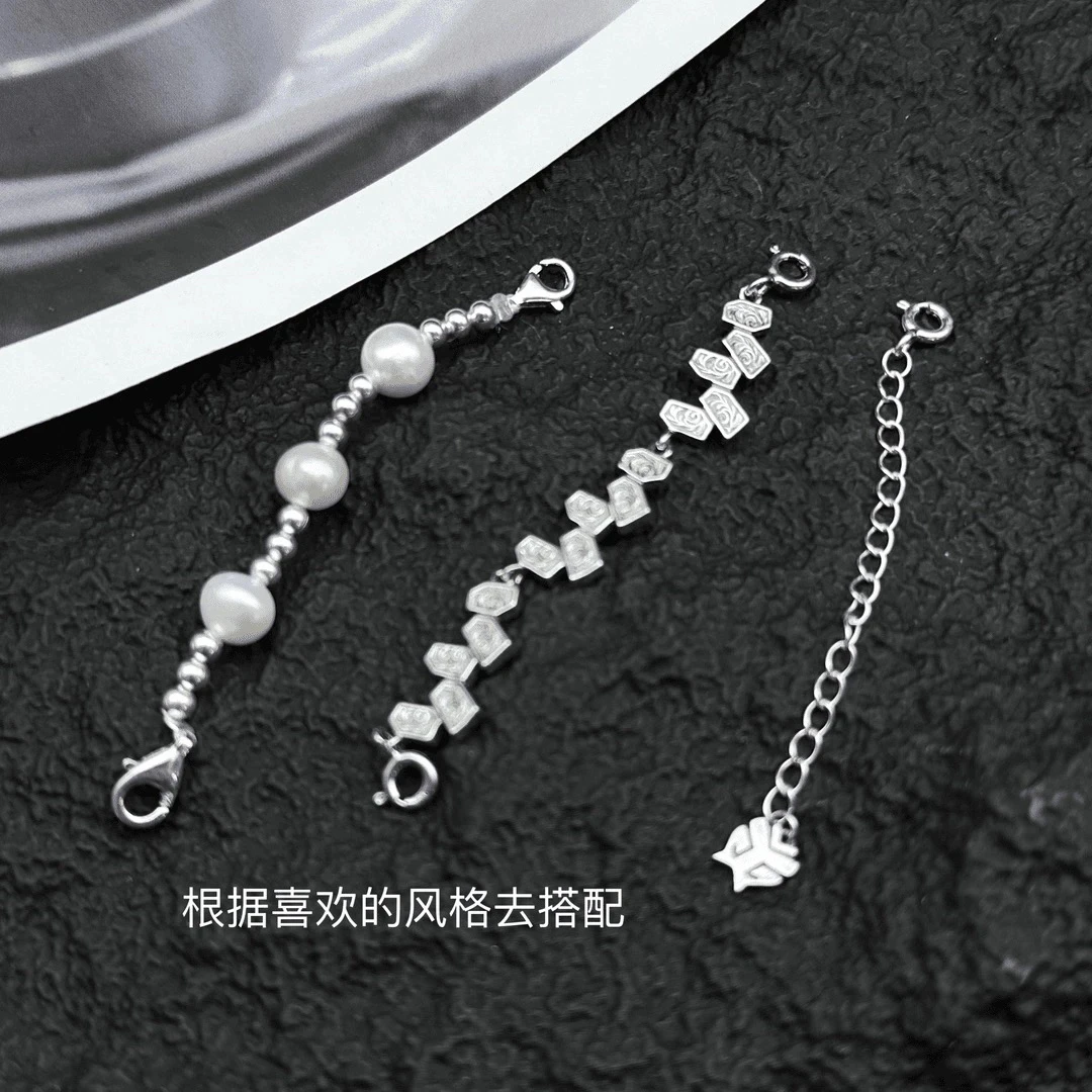 链子925银 可调节延长链加长链手工银制品百搭小链条抽拉简约
