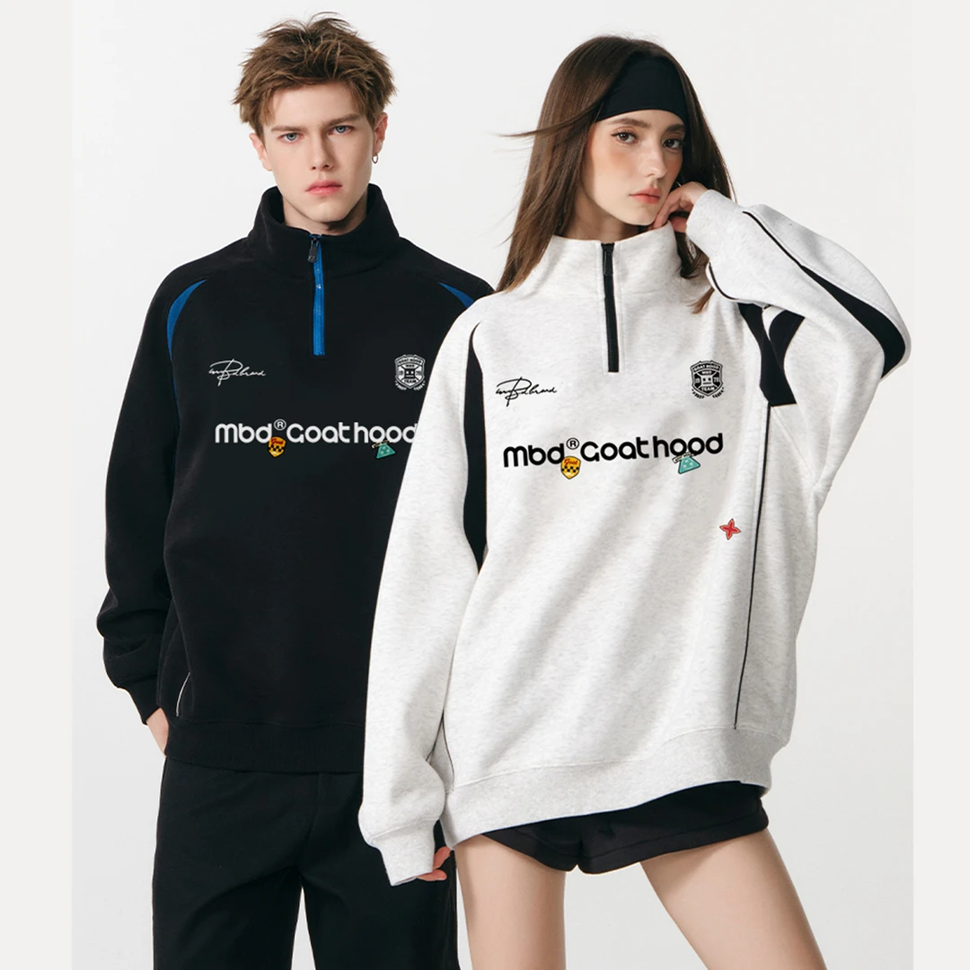 【双十一好物】MBD小恶魔美式半拉链立领重磅卫衣潮牌宽松休闲外套