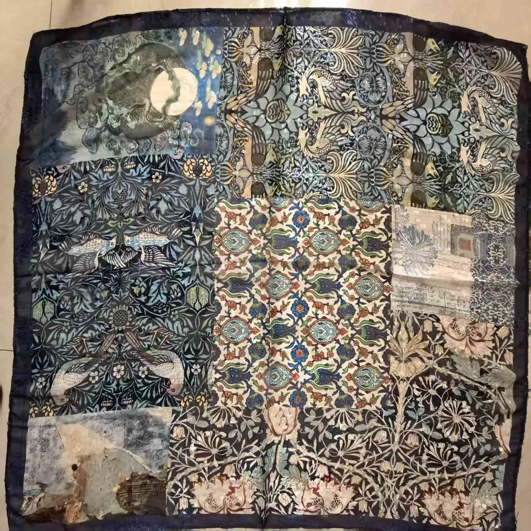 【鹊囍】剪花65*65重工丝巾围巾香云提花工艺气质民族风亲肤女