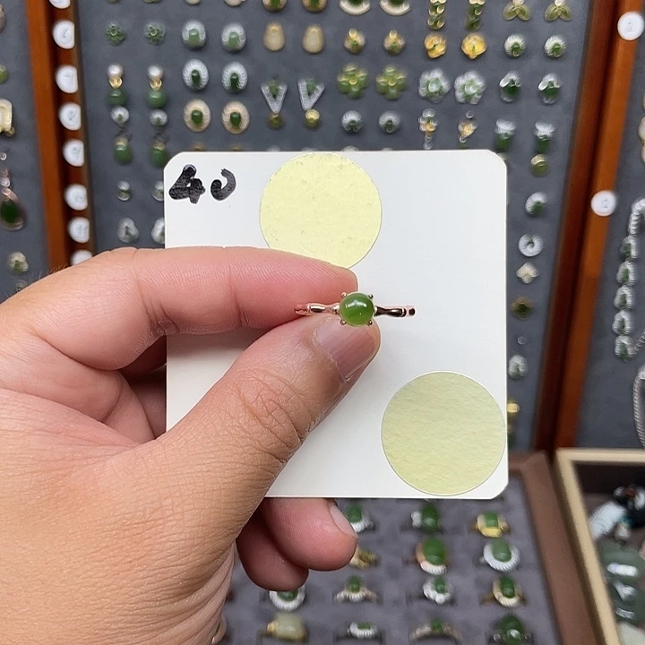 和田玉（碧玉）戒指银S925镶嵌和田玉40