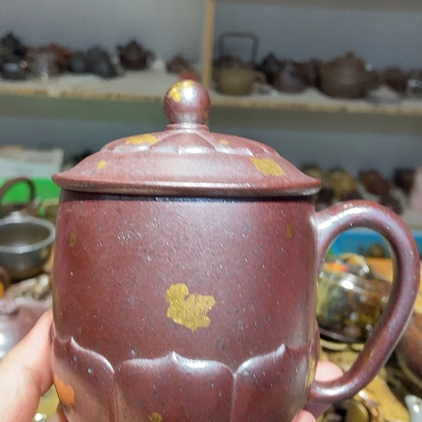 【闪购商品】茶杯紫砂缘***乐小叶紫檀龙血砂佛莲盖杯