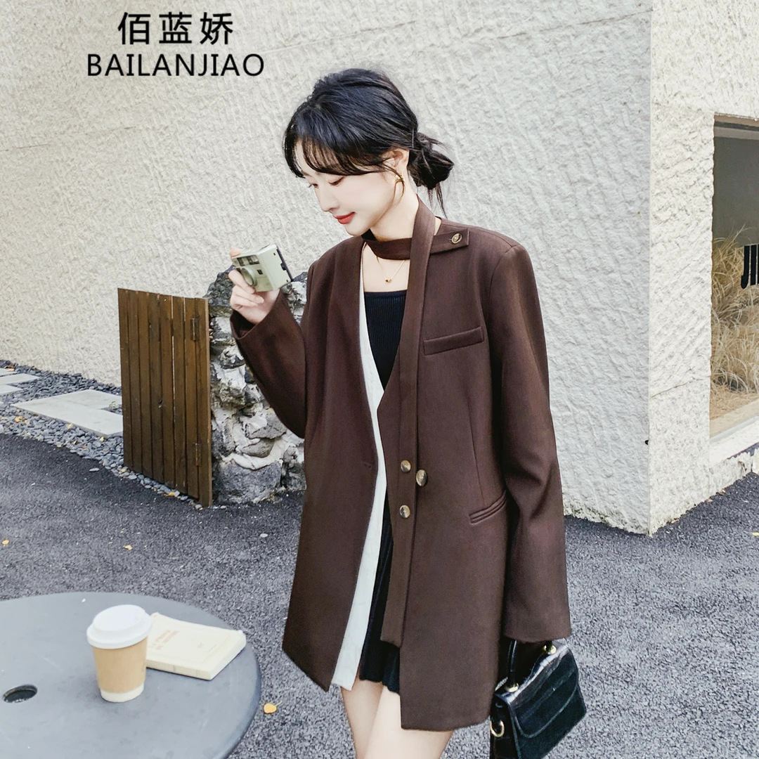 咖色西装外套女秋季2025新款休闲又帅又飒穿搭气场高个子小西服