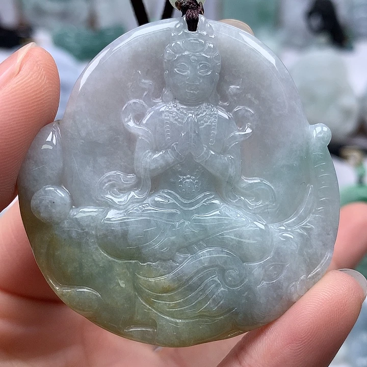 翡翠未镶嵌颈饰普贤菩萨福利多彩颜色福利