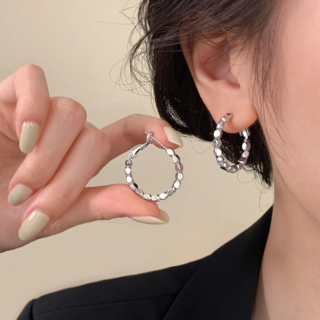 CK999银方糖碎银耳环小众设计女耳饰2025新爆款耳钉高级感