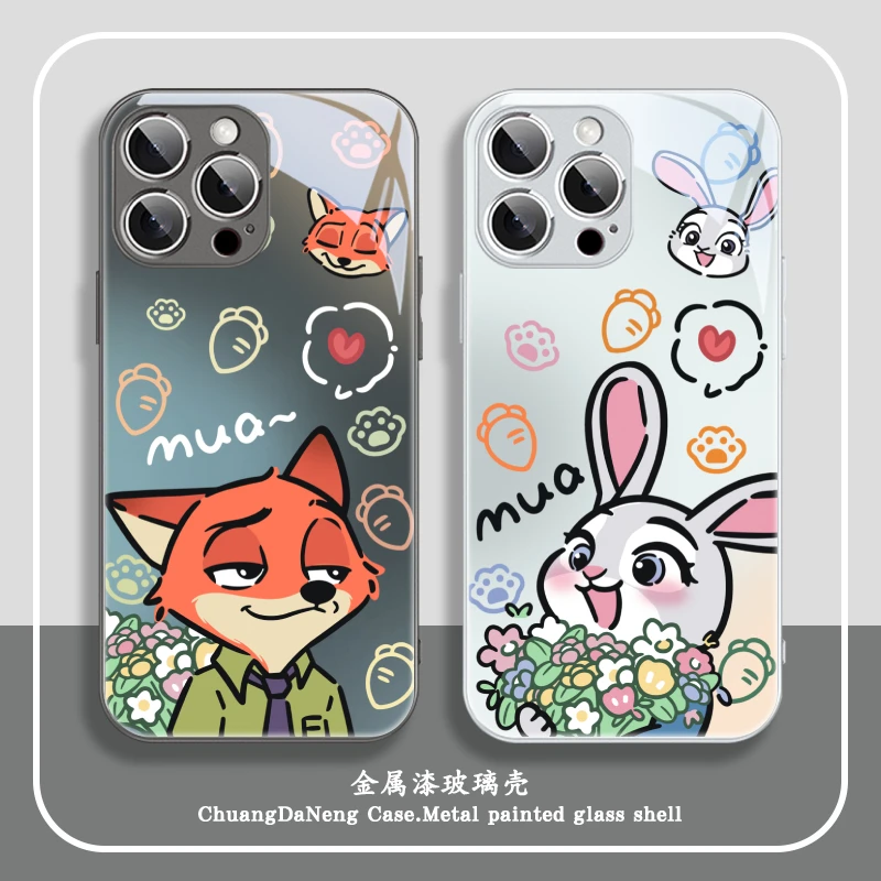 适用华为/苹果17/vivo/小米/oppo捧花朱迪尼克趣味可爱情侣手机壳