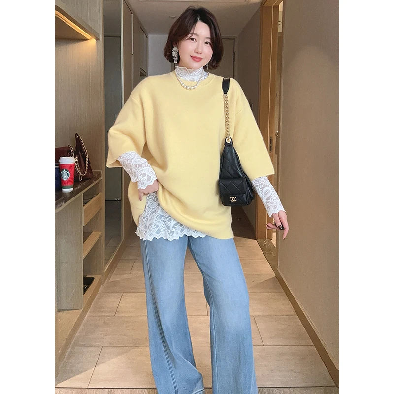 【DIS 定制】【泛黄书页】慵懒绵羊毛针织衫百搭短袖毛衣Z525X21126