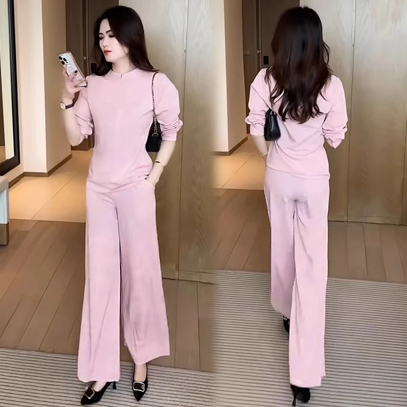 洋气新中式套装女2025年减龄新款气质显瘦国风上衣阔腿裤两件套潮