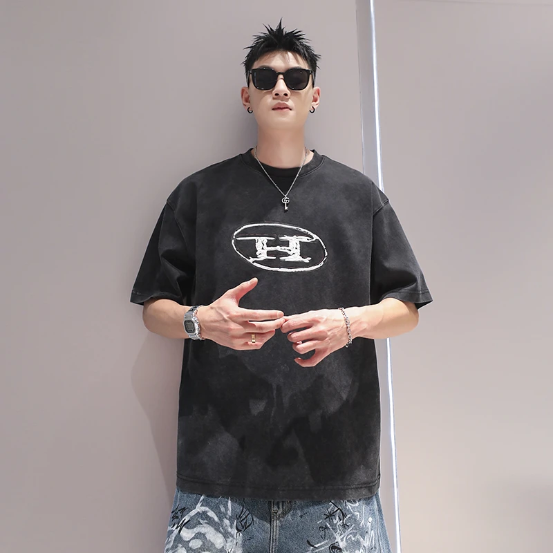 有术立体美式短袖T恤男夏季设计感小众重磅潮牌宽松印绣圆领t恤