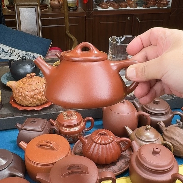 紫砂茶壶石瓢朱泥