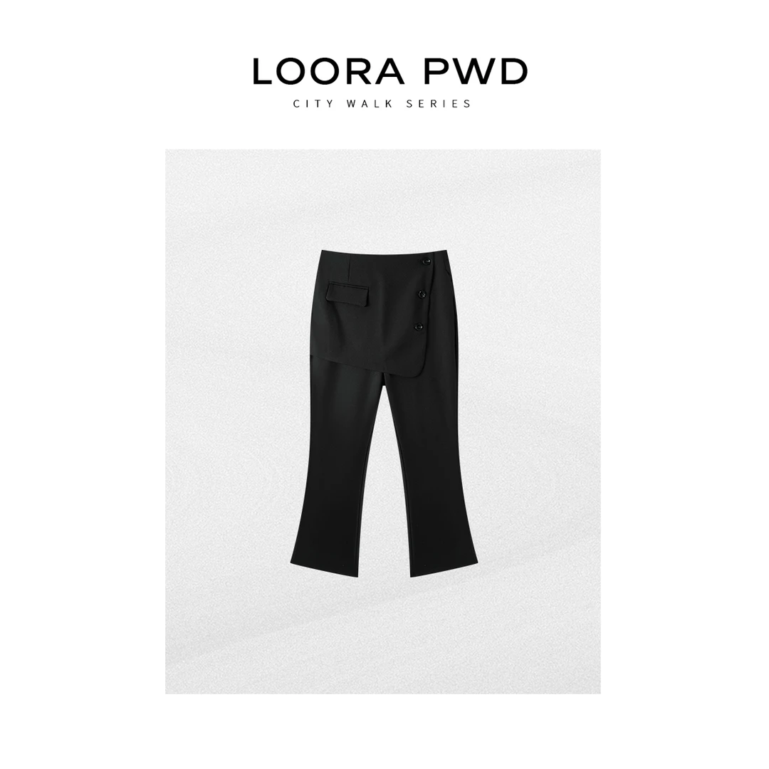 LOORAPWD/罗拉密码高腰直筒时尚黑色开叉微喇休闲裤25CJBG0159N