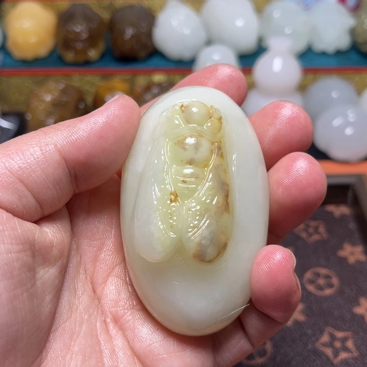 石材天然方解石手把件不退换