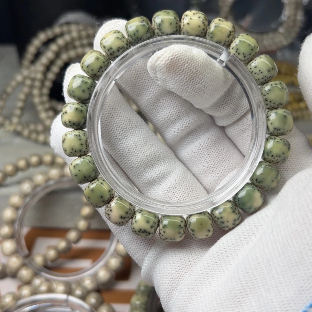 手串星月菩提10*9半壁留白青花瓷 超油润