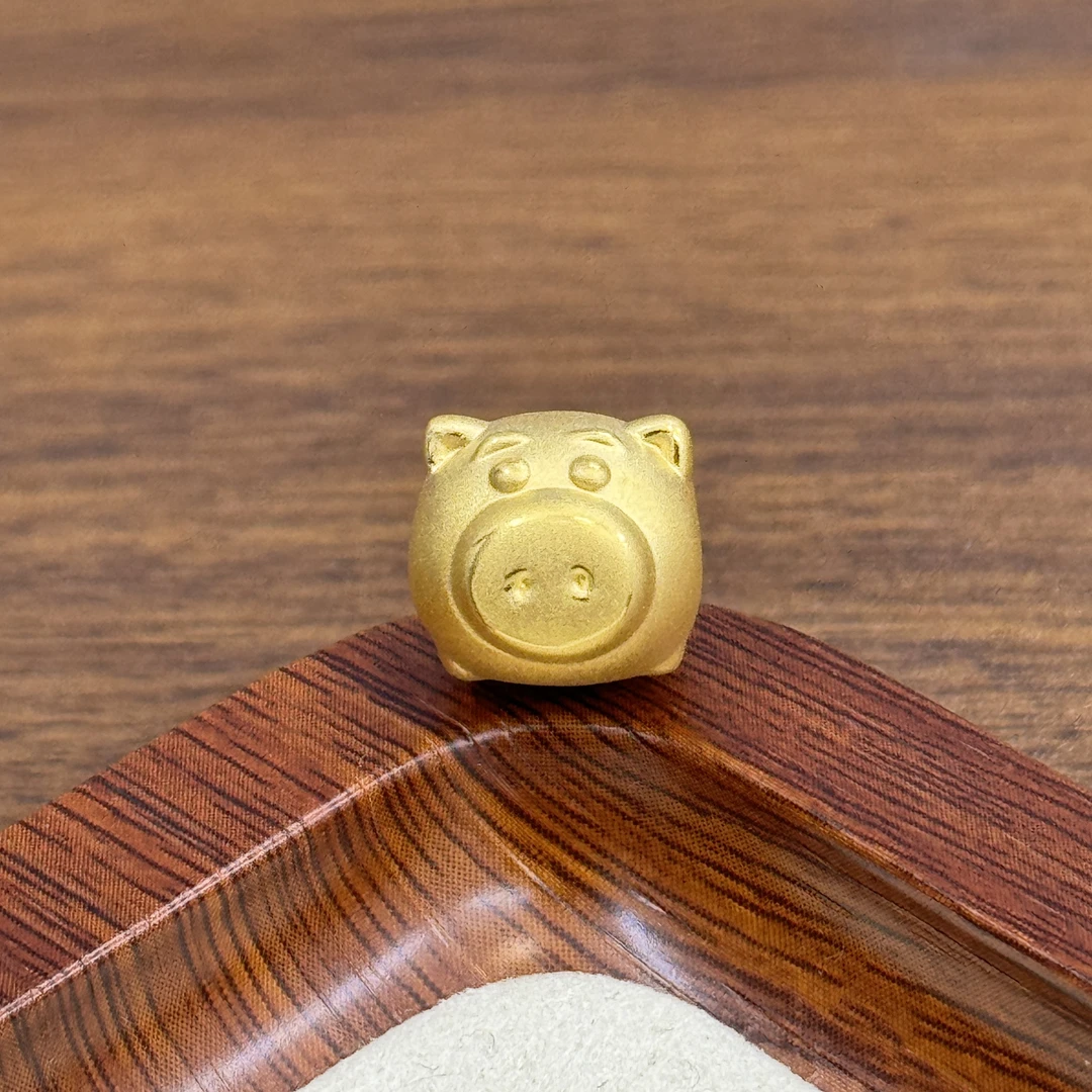 水贝黄金足金999可爱小猪头DP2257