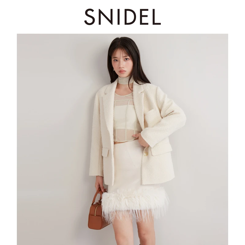 【嘉尔专属】SNIDEL百搭翻领双排扣毛呢大衣外套SWFJ244134