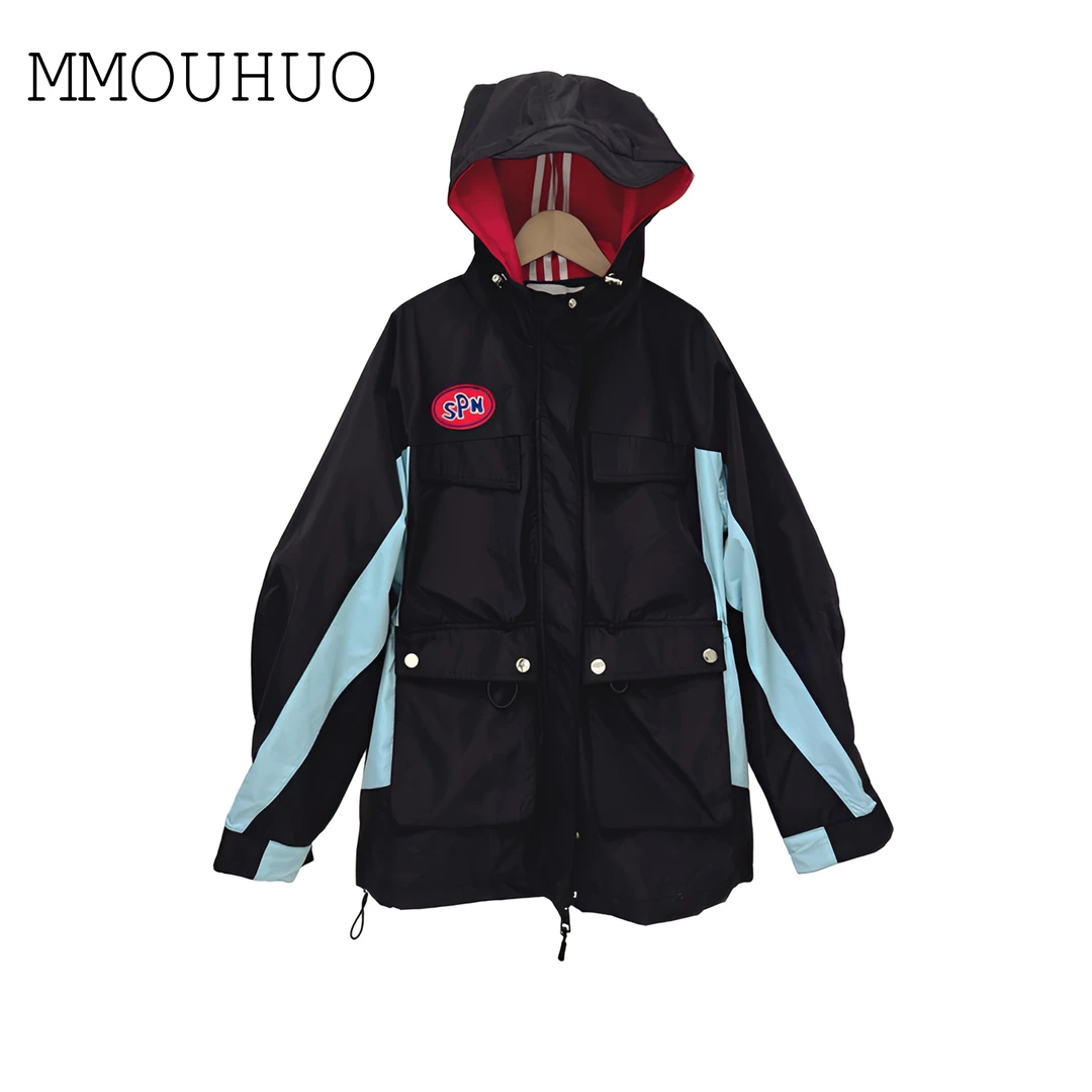 深圳MMOUHUO新款连帽拼色冲锋衣外套