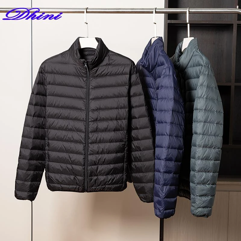 dhini轻薄羽绒服男秋冬加厚保暖短款上衣服青年休闲帅气白鸭绒防
