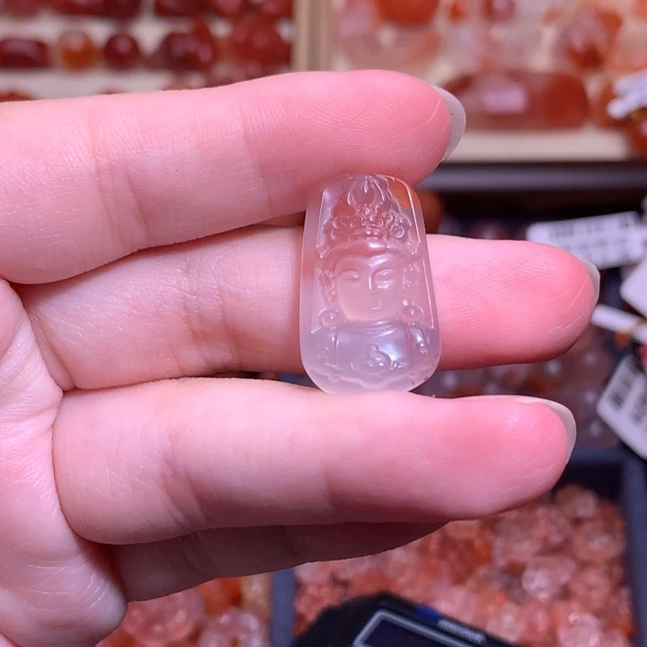 南红玛瑙未镶嵌珠宝半成品观音牌