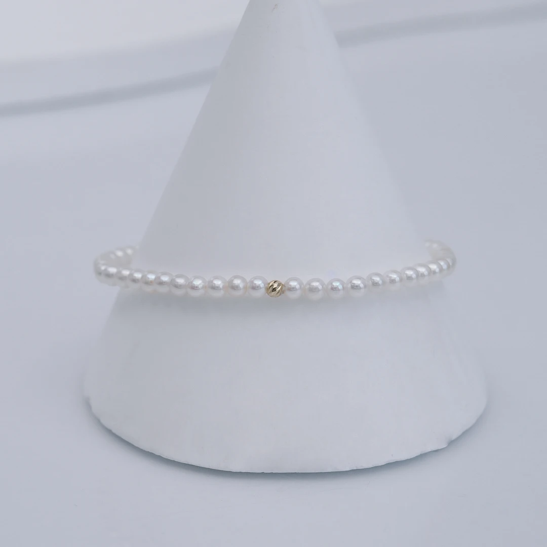 18K金淡水珍珠小baby珠百搭弹力手链3-4mm