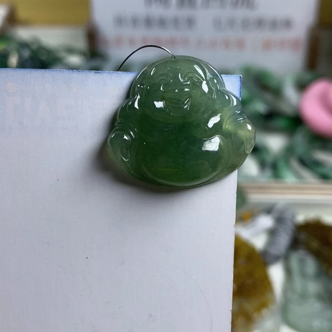 翡翠未镶嵌颈饰翡翠A货佛公挂件