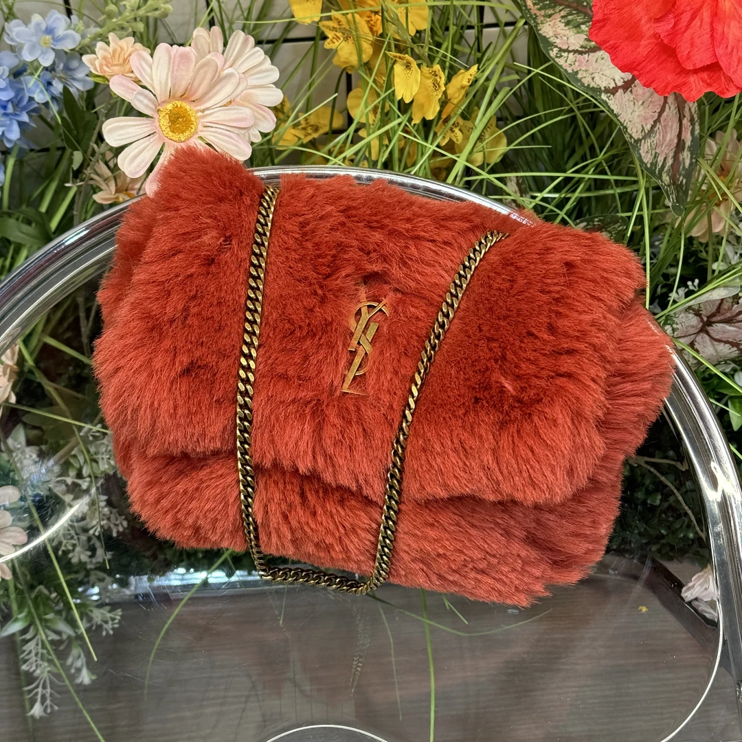 99新 YSL/圣罗兰 达达/23春夏红色毛毛单肩包