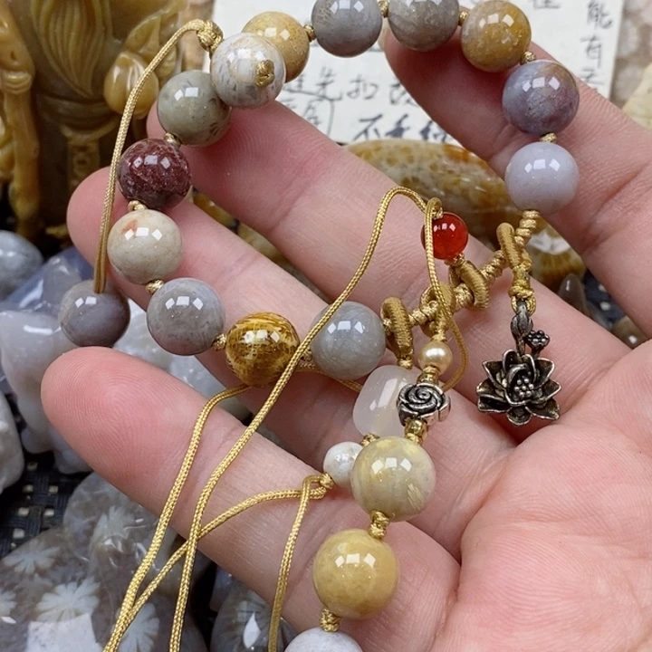 颈饰未镶嵌硅化珊瑚（珊瑚玉）