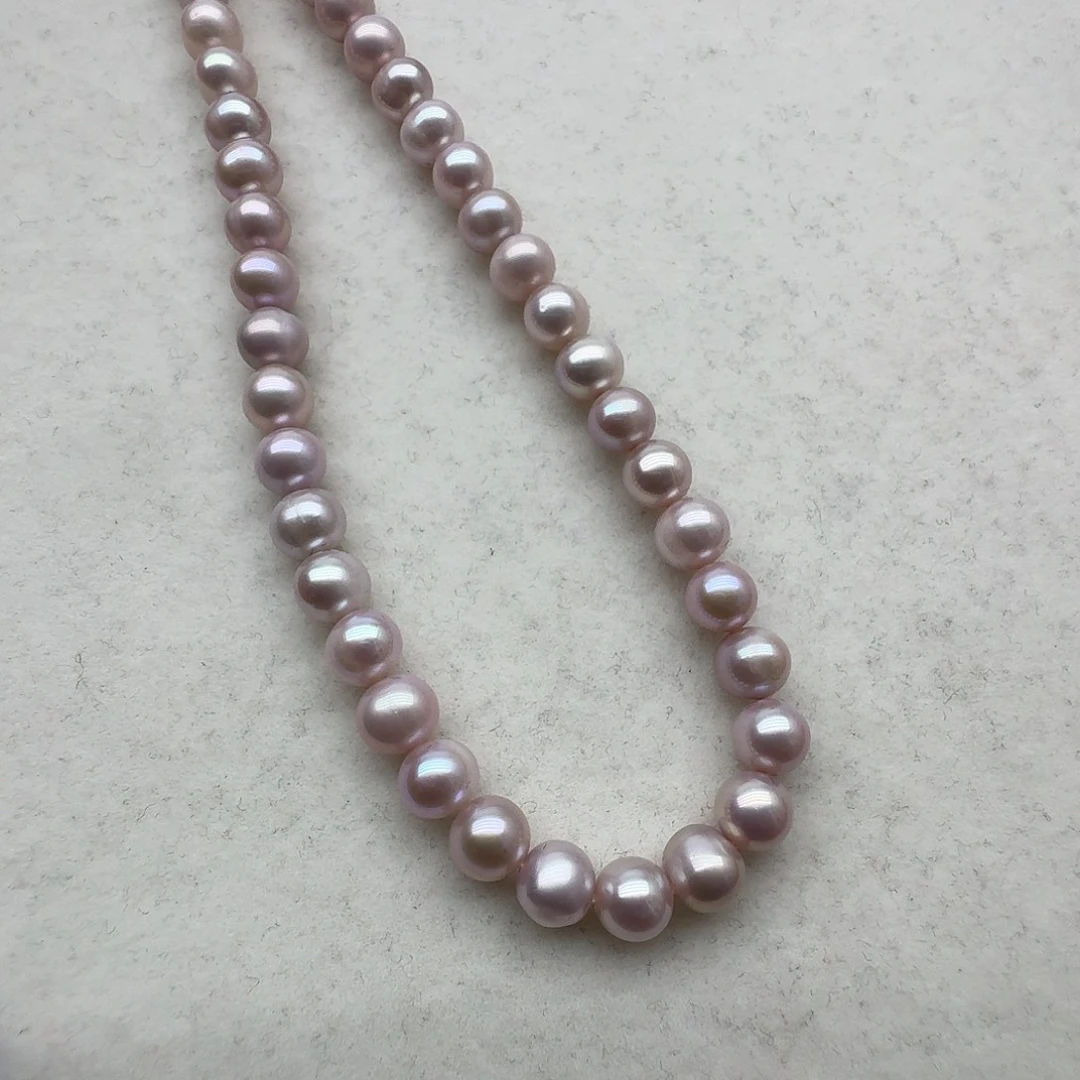 淡水珍珠颈饰银S925镶嵌6mm抽拉扣