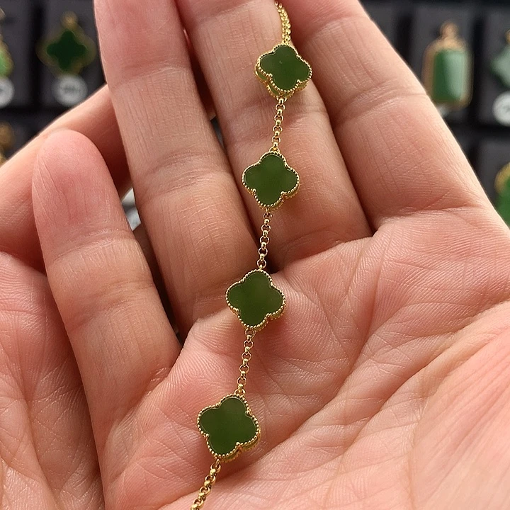 和田玉手链18K金镶嵌