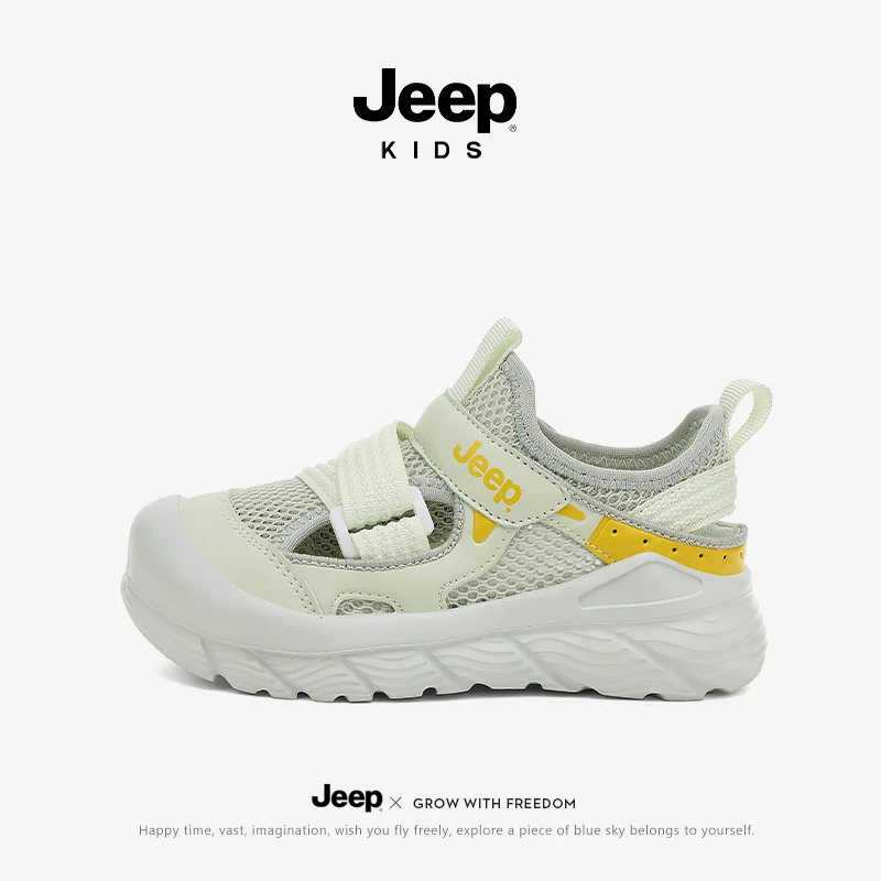 jeep女童凉鞋夏季透气镂空儿童运动单网鞋软底防滑沙滩鞋女孩凉拖