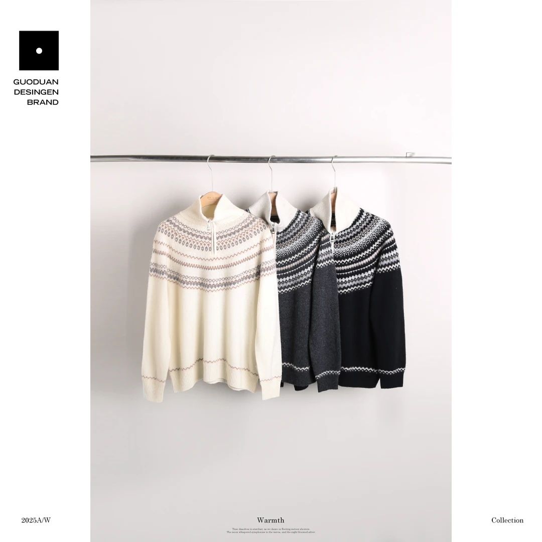 果缎 费尔岛羊毛毛衣秋冬保暖时尚半高领毛衣 MJK3-KK397