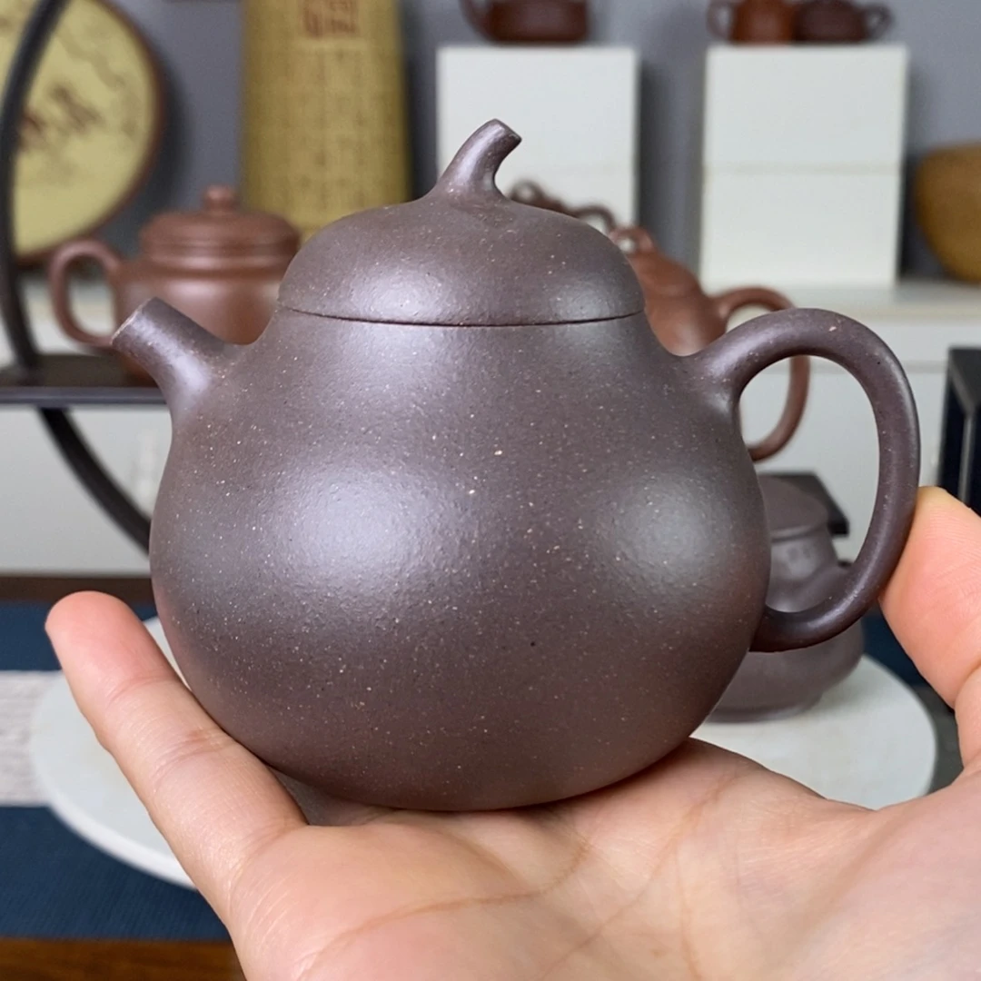 紫砂茶壶微瑕天青茄瓜150cc 壶底一点不明显