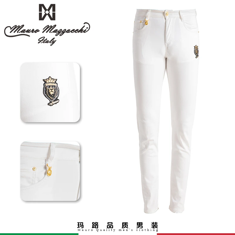 Mauro/玛路烫钻男士经典水洗牛仔裤时尚休闲舒适潮流百搭春夏1328