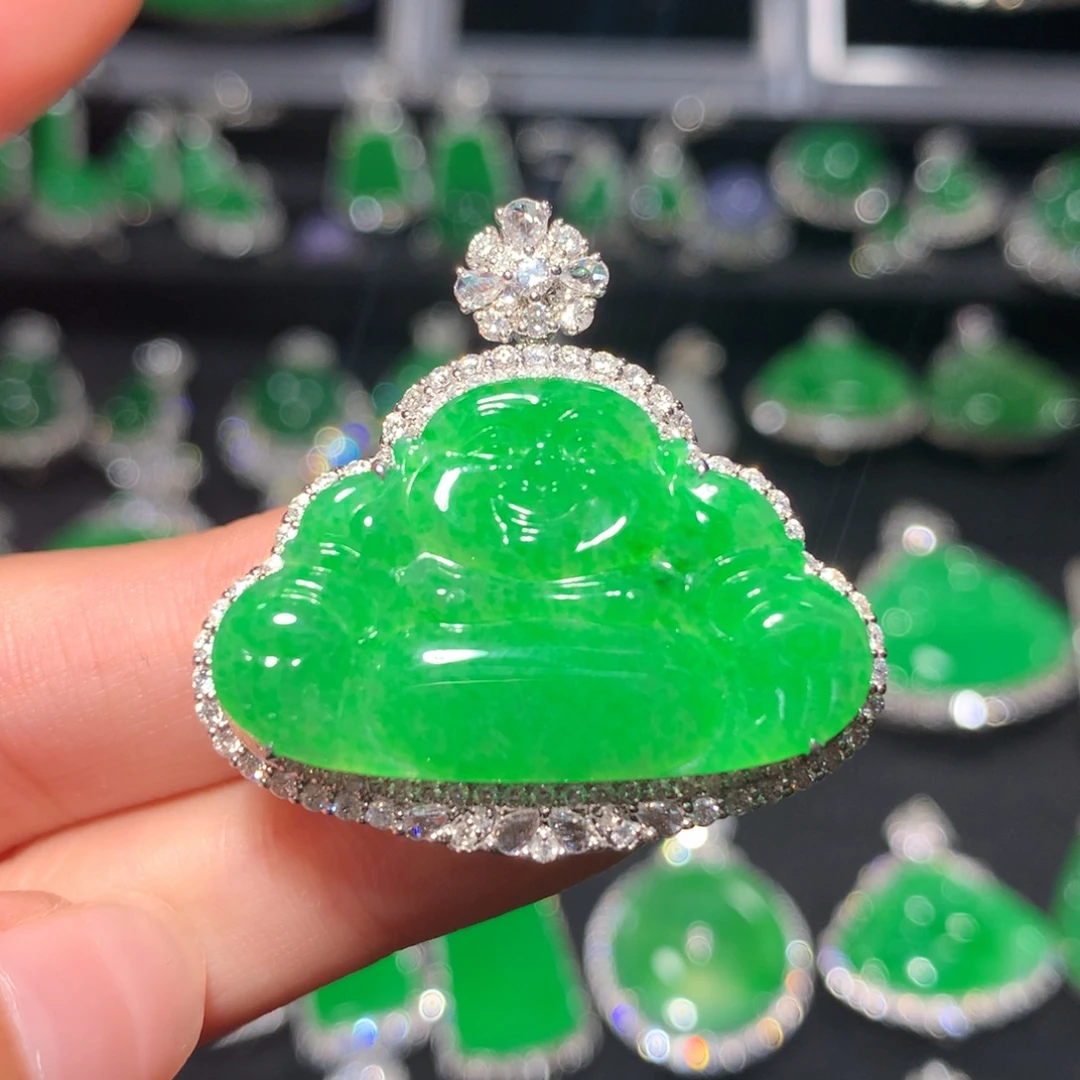 吊坠(不含链)18K金镶嵌翡翠翡翠