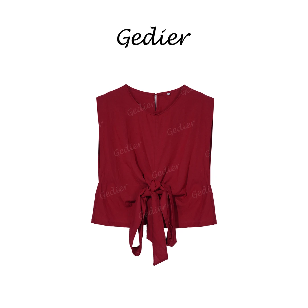 【歌蒂尔】"绯白" 2025年夏季欧若风 时尚系带无袖上衣 TG520216Y