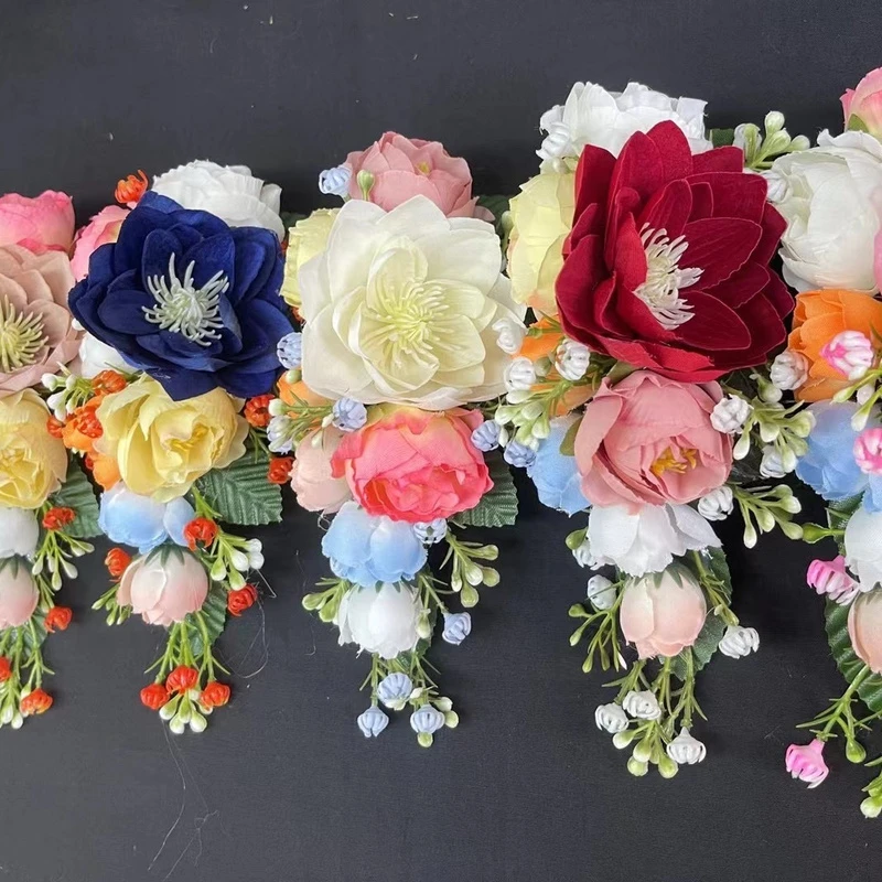 云南傣族头花舞蹈头饰泰国民族风手工花发梳发饰演出服装配饰影楼