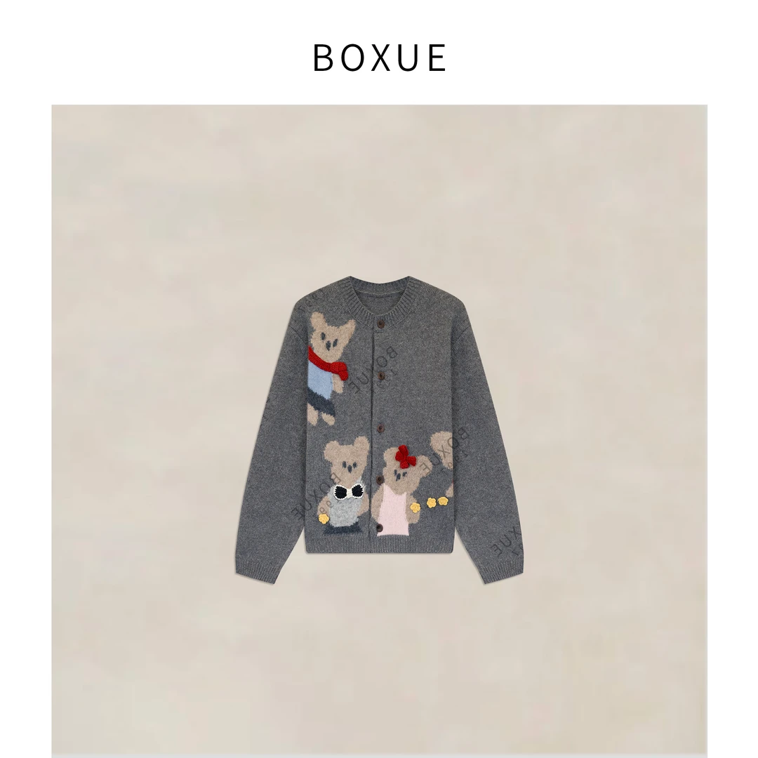 BOXUE“小熊先生”2025秋冬羊绒＋羊毛小熊轻奢 外套#250825W4159