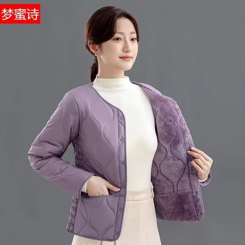 工厂2025女款加绒加厚棉内胆修身显瘦防寒保暖中老年外套棉衣
