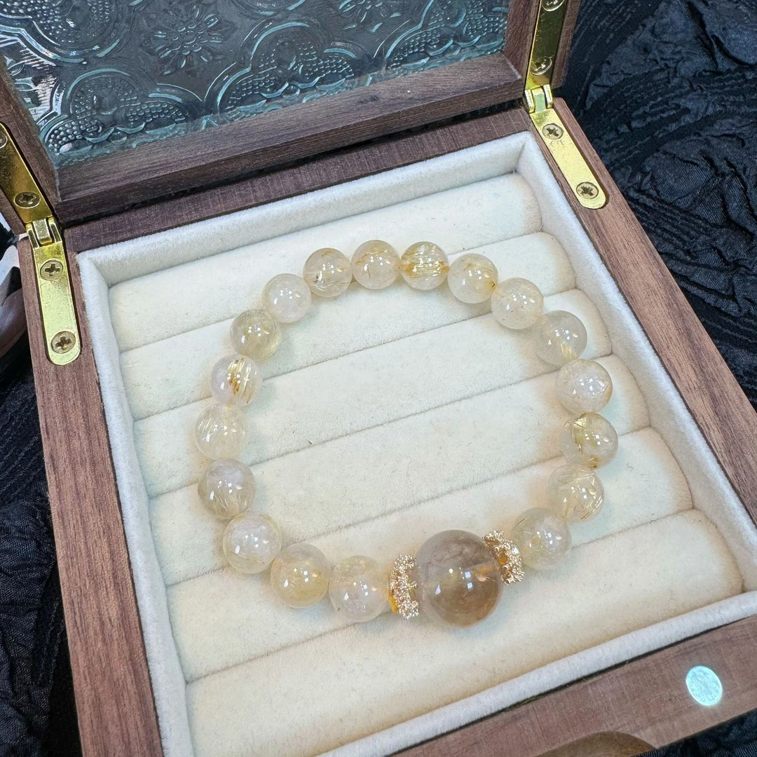 【金发晶】天然水晶手串黄塔晶串珠原创小众设计