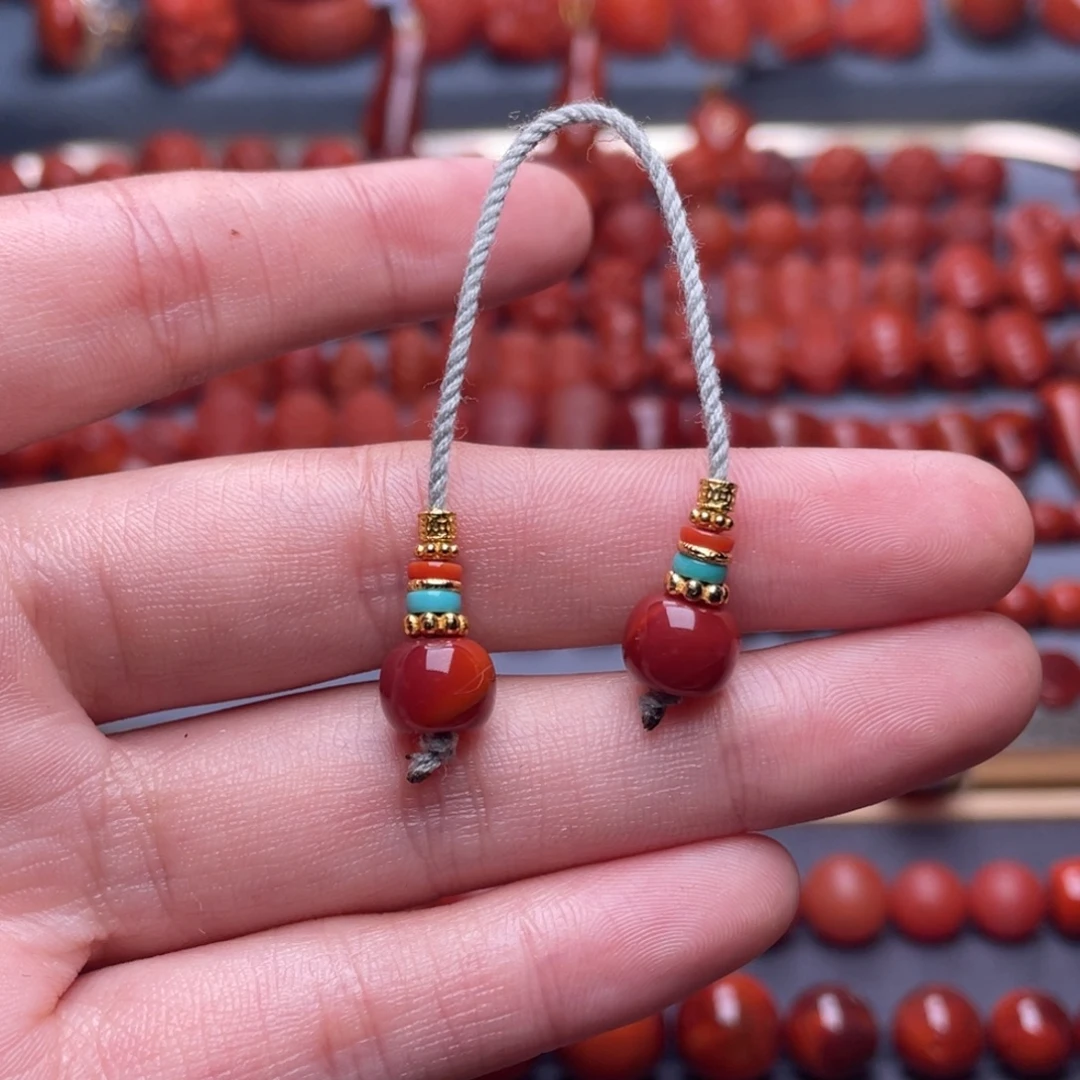 南红玛瑙未镶嵌其他W8➕瓦西牛血双色老型弟子珠