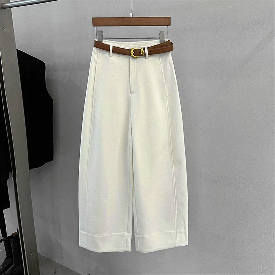 高级感百搭西装裤高端欧货秋新款时尚简约气质系带直筒裤女休闲裤